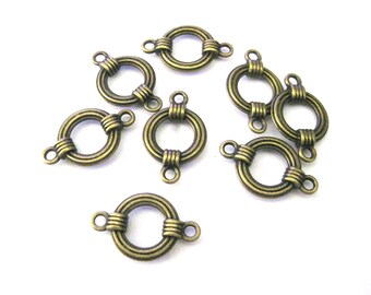 Jewelry Supplies ~  8 Connector Charms Pendants  Bronze-tone  Set/8    #BZ5- 17B