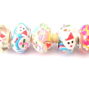 Jewelry Supplies ~  Resin Spacer Beads  Set/5  Large Hole   14x10mm  -  &#39;Holiday Pastels&#39;