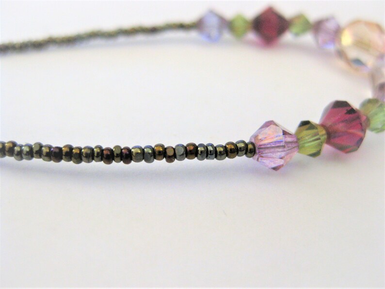 Vintage Jewelry Agate Crystal Pendant Choker Necklace Honey, Raspberry, Purple N5C image 6