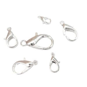 Jewelry Supplies -  120 Lobster Clasps Lot   Silver metal  -  Sizes: 10 to 21mm in Case   (N13A)