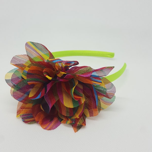 Serre-tête Fleur multicolore, accessoire cheveux fille