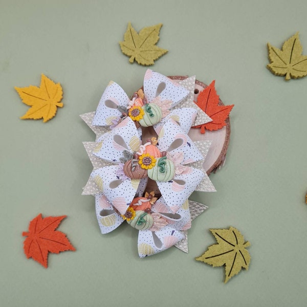 Noeud cheveux Citrouilles d'automne, barrette antiglisse, accessoire cheveux, barrette automne, barrette crocodile