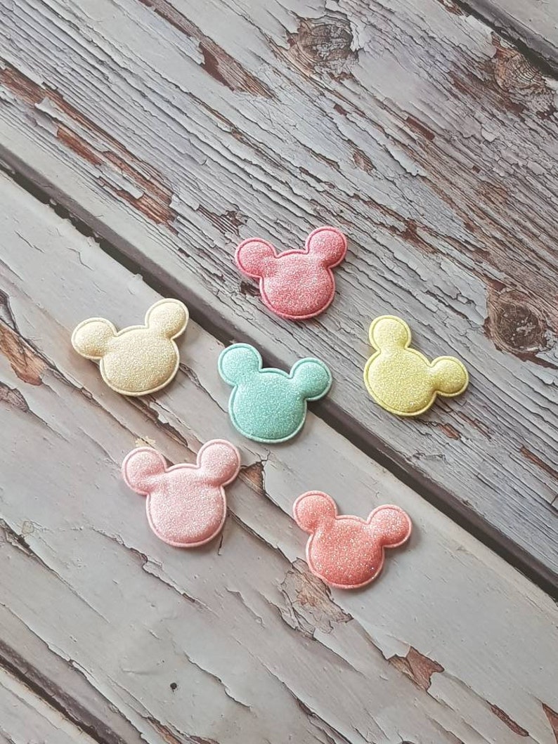 embellishment lot of 6 Glittered mouse head scrapbooking creative leisure sewing