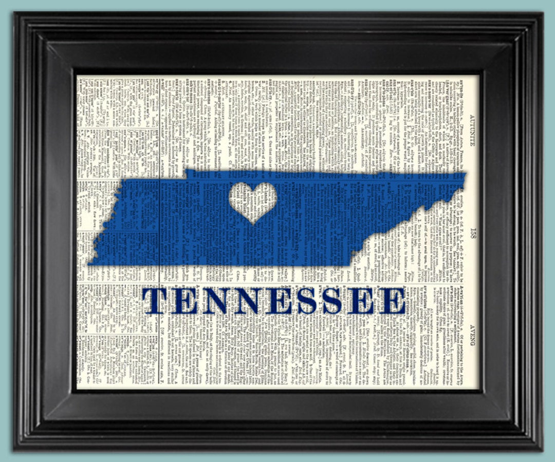 Map-your STATE With Heart - Any State - Vintage Book Page Art Print ...