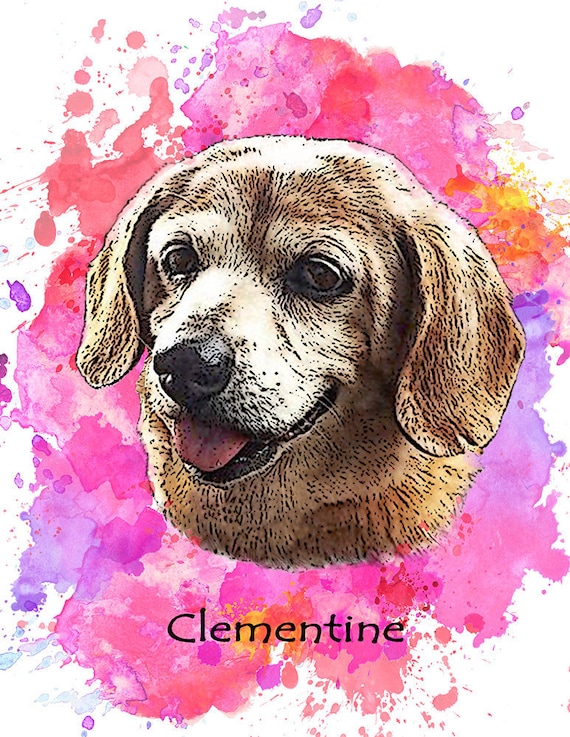 Custom Digital Download Pet Portrait Pet Portraits Urns & Memorials