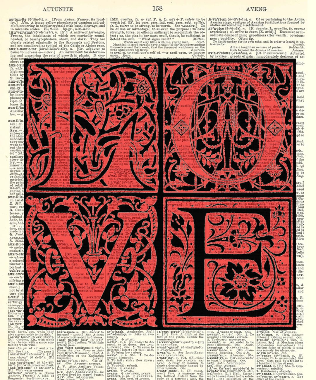 loveページ Colorful Love Letters. Great Valentines Day Gift. Vintage Book