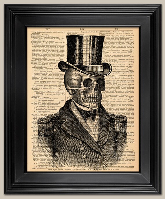 Download Skull In Top Hat Steampunk Art Print Vintage Book Page Art Etsy