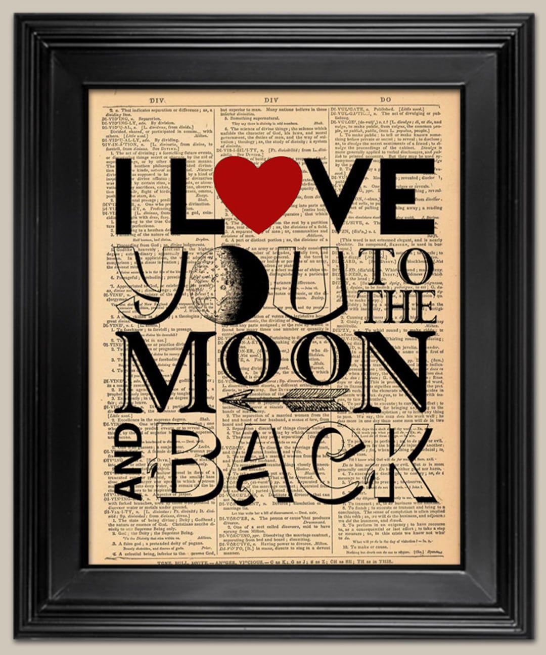 I Love You to the Moon and Back, Wall Art Print. Great Valentines Gift ...