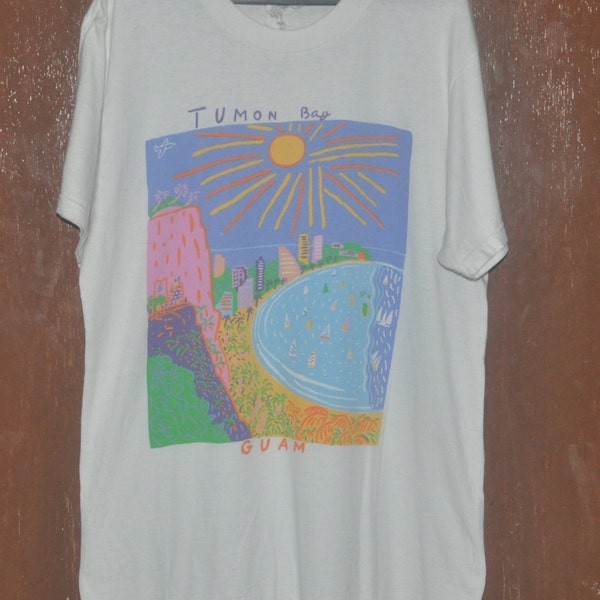 Vintage 90's Ken Done Tumon Bay Made in USA Pop Art  T-Shirt