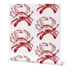 Maryland Crabs in Red & White  Wallpaper