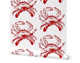 Maryland Crabs in Red & White  Wallpaper