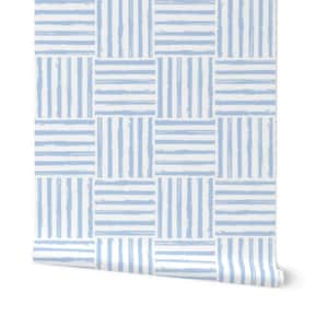 Wolfgang Nursery Suite -  Light Beach Blue and White Basket Weave Wallpaper