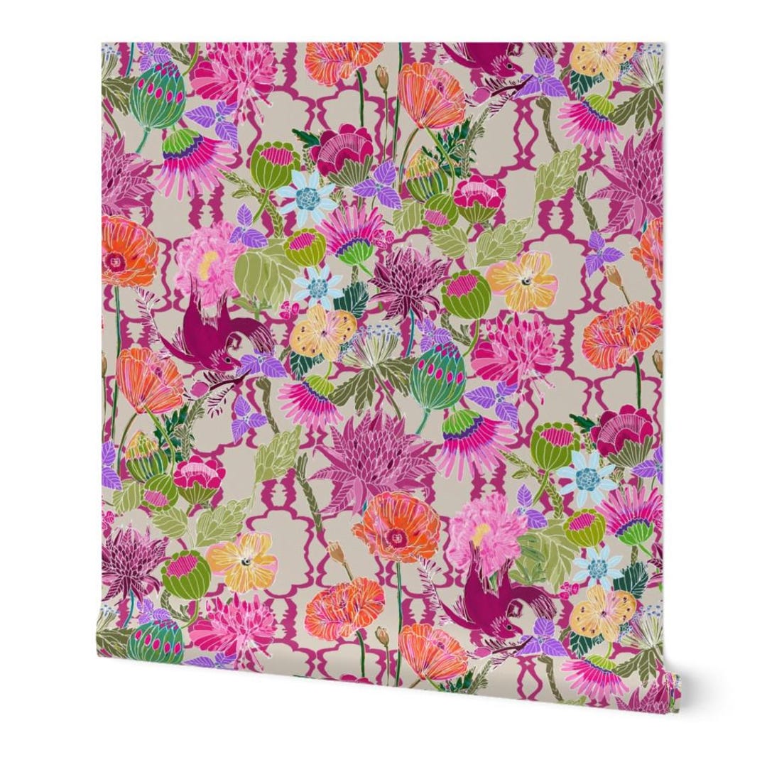 Tangled Garden of Wild Delights - NOZZI STONE BEIGE Wallpaper - Etsy