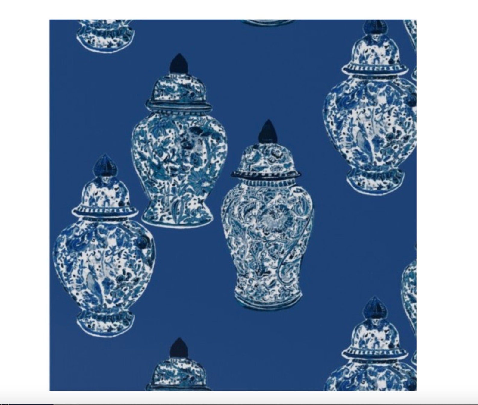 Blue & White Ginger Jar Wallpaper on a Blue Background - Etsy