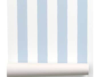 Fat Awning Stripe Wallpaper  - Beach House Blue