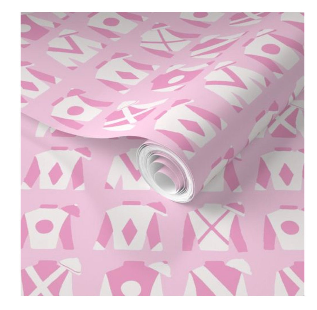 Classic Jockey Silks Wallpaper Pastel Petal Pink and White - Etsy