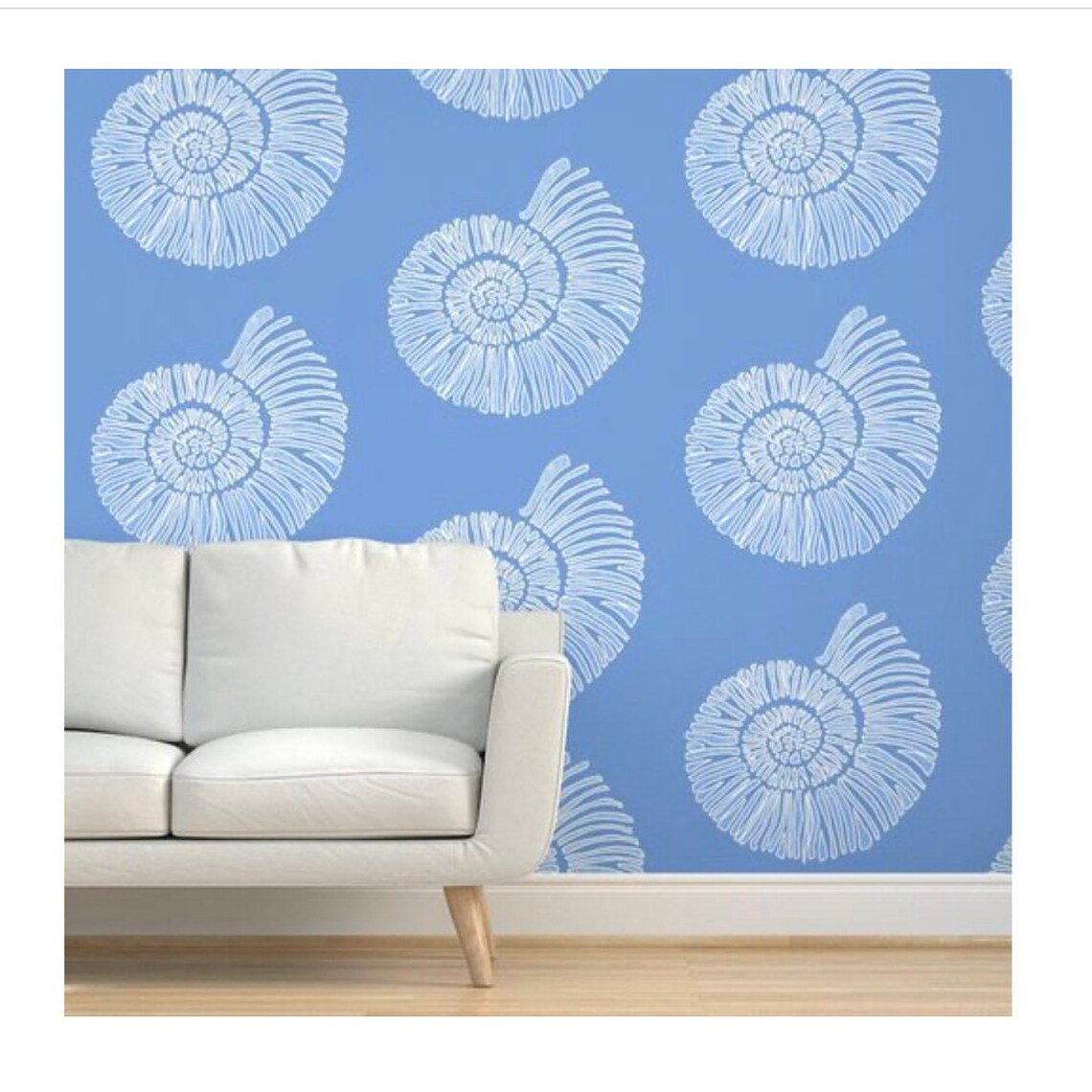 Nautilus Shell Wallpaper large Scale Cornflower Blue and - Etsy