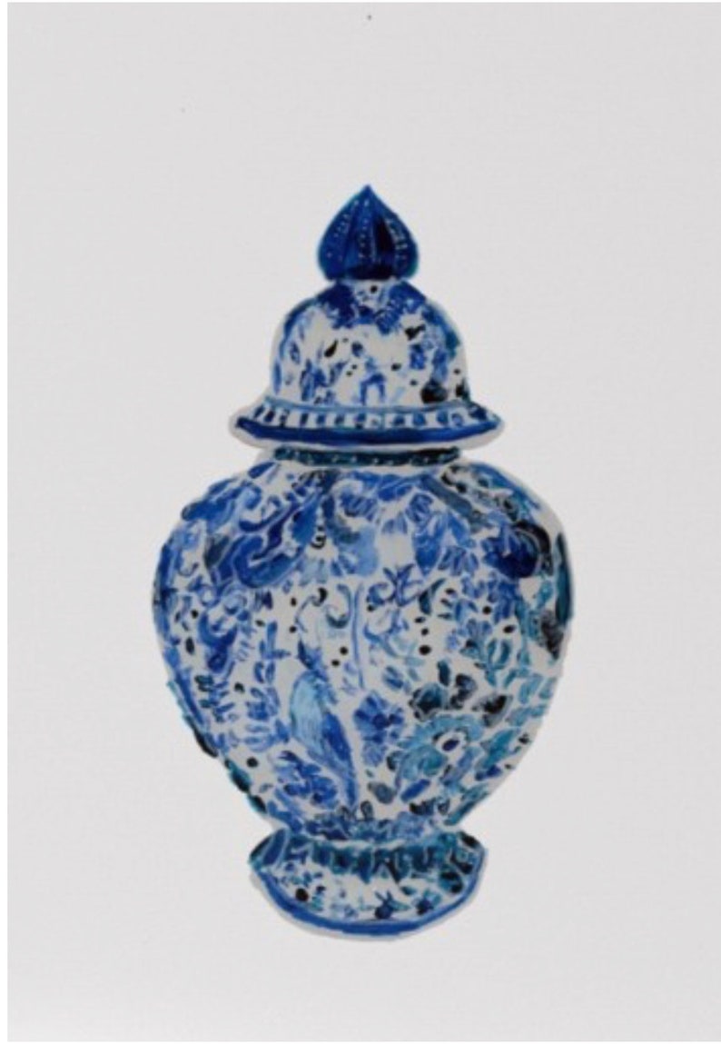 Blue & White Ginger Jar Wallpaper on a Ivory Background Etsy