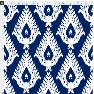 Navy Blue Ikat Wallpaper: Traditional Teardrop Design (Peel and Stick Options)