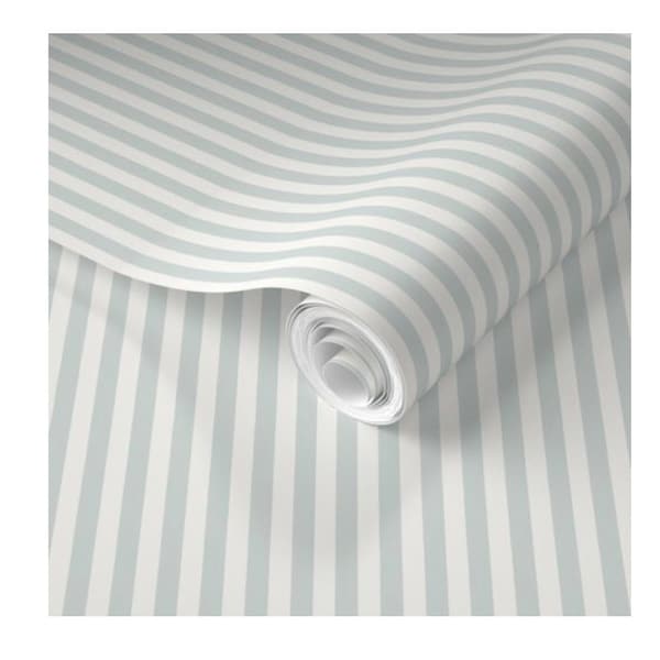 Wolfgang Nursery Suite -  Skinny Stripes, Variegated colors Pastel Blue, Green, Gray and White Wallpaper