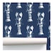Lobster Wood Block Print - Wallpaper - Navy & White