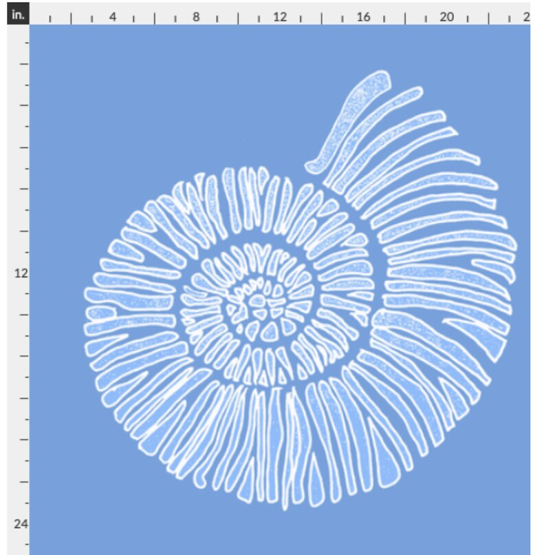 Nautilus Shell Wallpaper large Scale Cornflower Blue and White pre