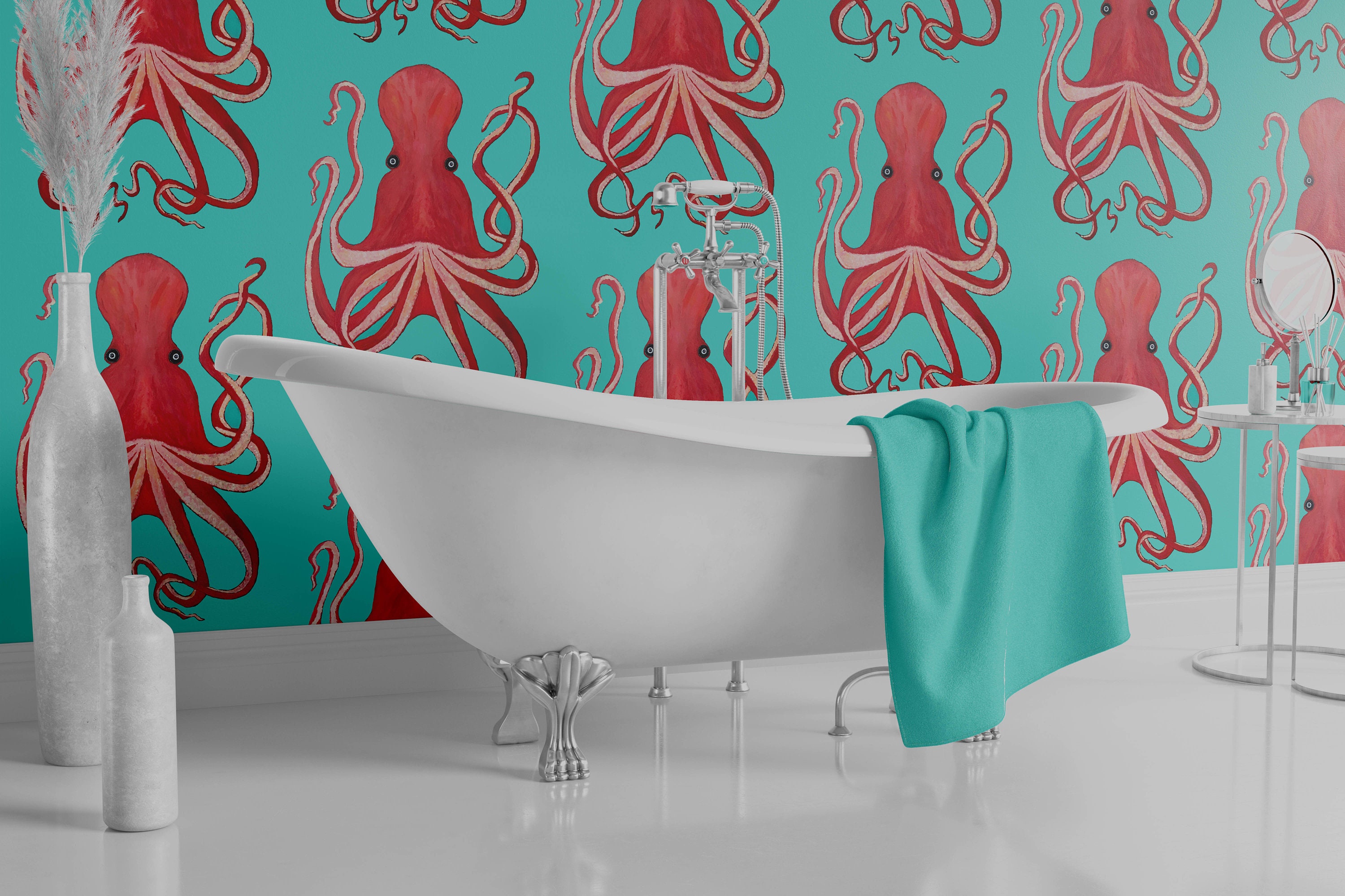 Big Red Octopus Wallpaper  - Large Scale
