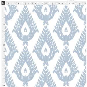 Traditional Teardrop Ikat Wallpaper -  Beach House Blue and White  (pre-pasted and peel and stick options)