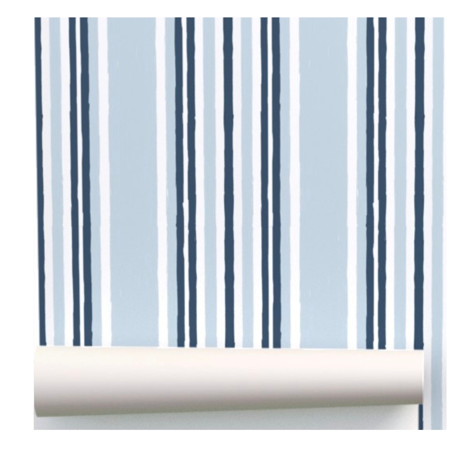 Custom Beach House Blue Awning Stripe Wallpaper Etsy