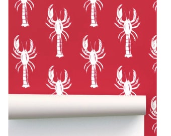 Red Lobster Wallpaper: Nautical Beach House Decor, Removable Options