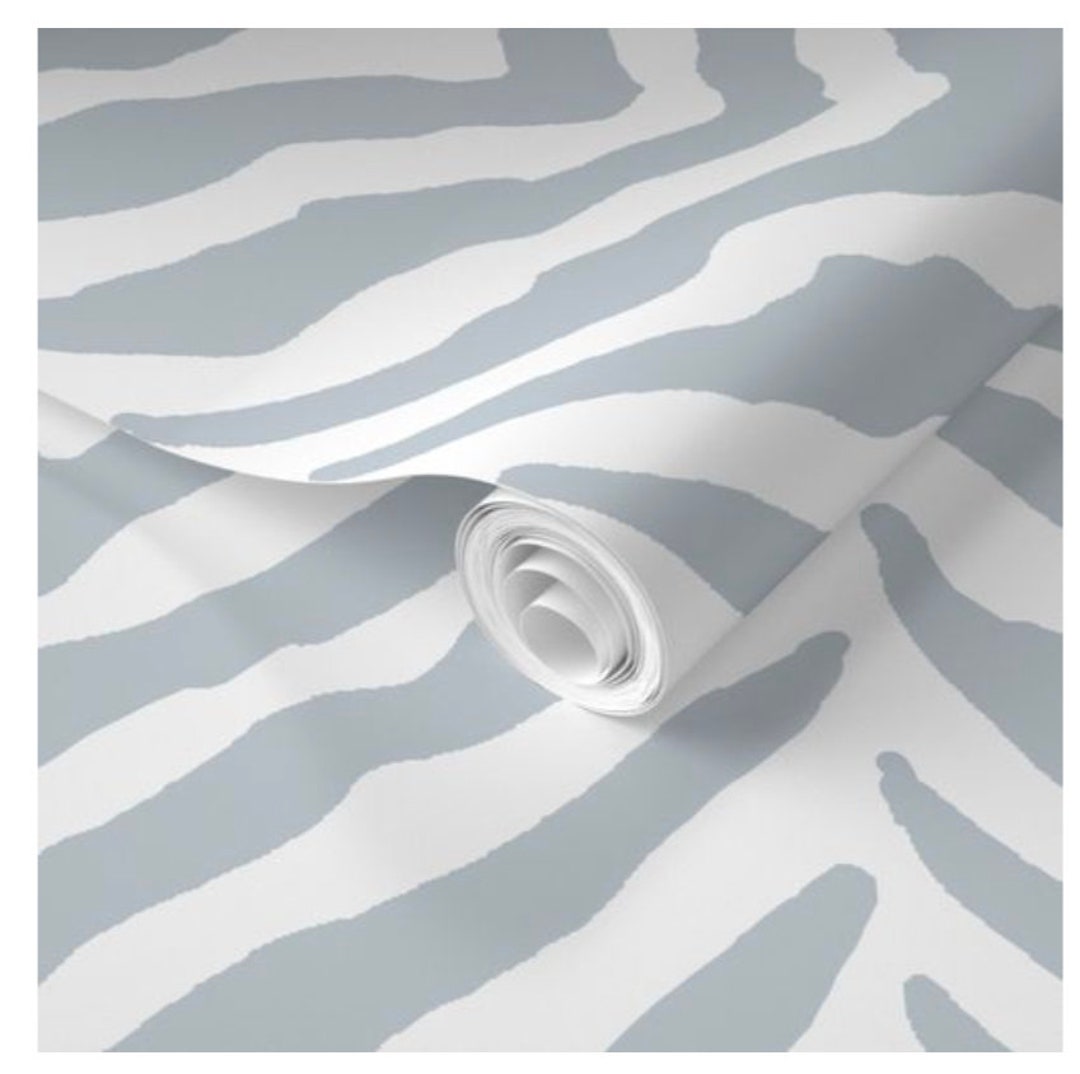 Herringbone/chevron/zebra Stripe Wallpaper in Custom Blue/gray Etsy