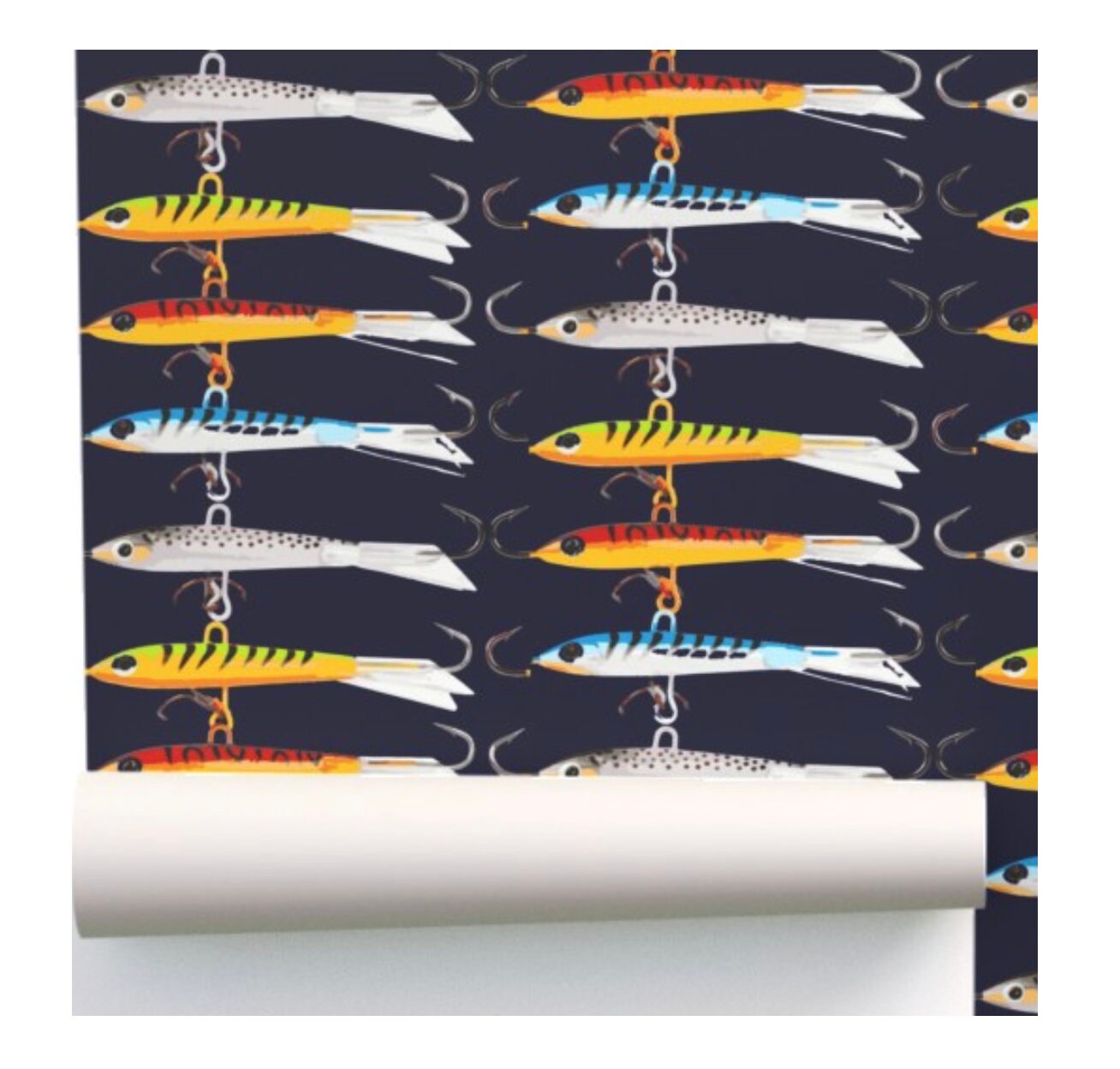 Papier Peint Leurres de Pêche - Navy