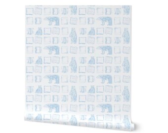 Polar Bears & Ice Cubes  Wallpaper - White (Fog) and Blue