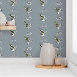 Vodka Martini with Olive Wallpaper - Silver Gray Background