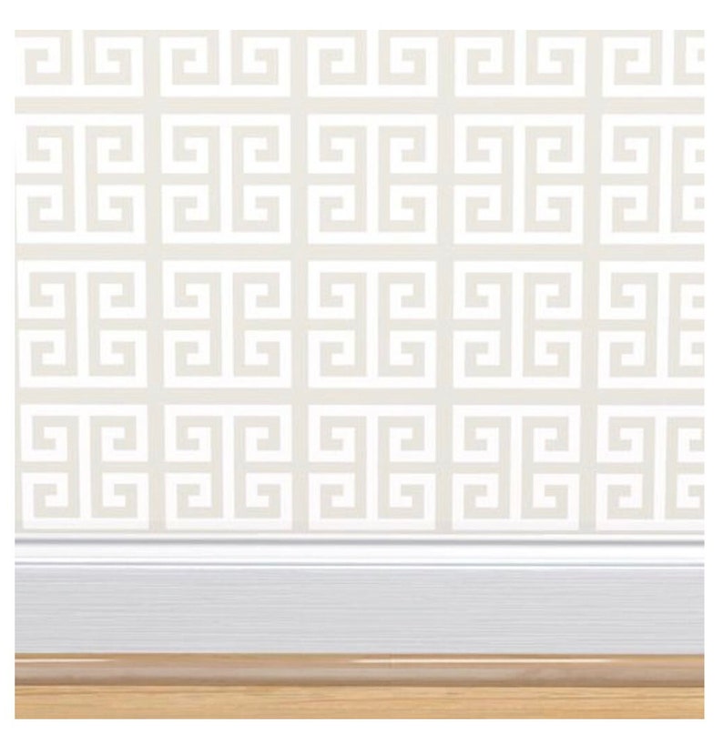 Greek Key Baseboard Traditional Greek Key Wallpaper in Custom Beige and Ivory - Etsy