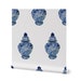 Blue & White Ginger Jar Wallpaper on a ivory background