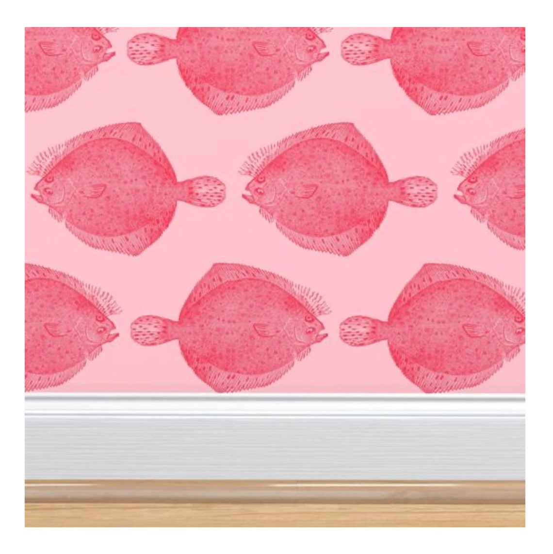 Vintage Flounder Fish Illustration Wallpaper Red Fish on - Etsy