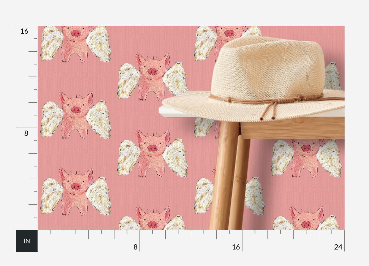When Painted Pigs Fly Wallpaper - pastel coral pink