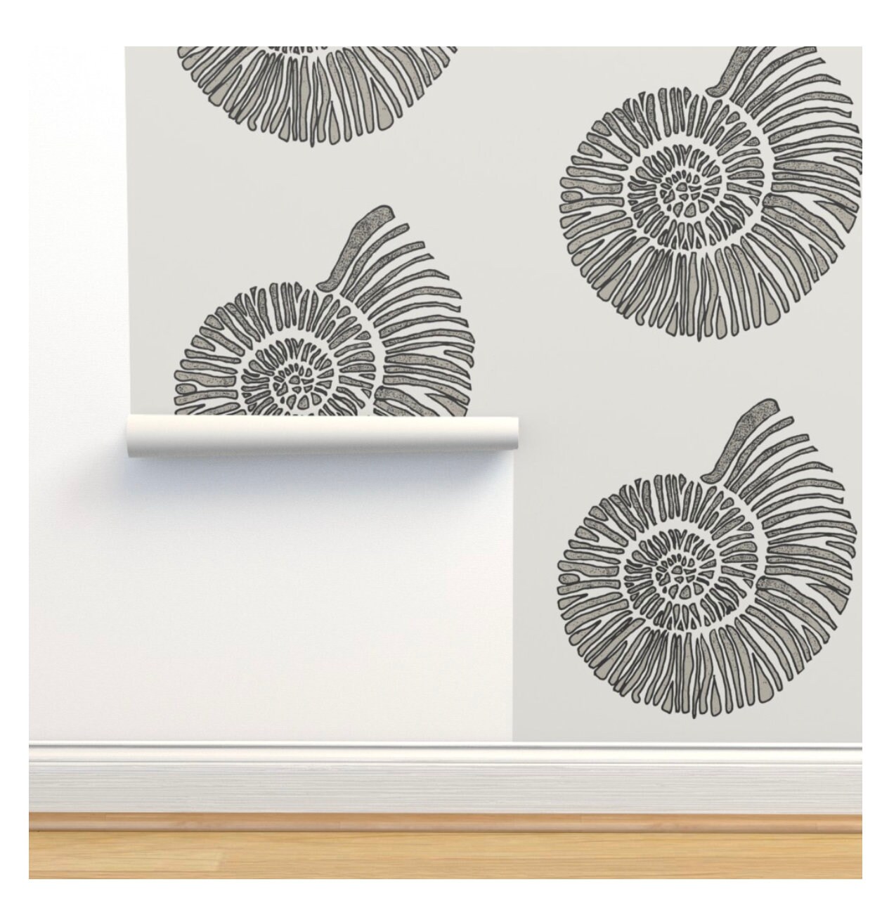 Nautilus Shell Wallpaper large Scale Greige grey & Beige - Etsy