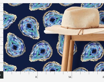 Abstract Golden Oysters LARGE on Navy Blue Background