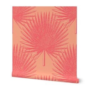 Palmetto Leaves in a Peach and Coral Tones Wallpaper