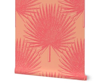 Palmetto Leaves in a Peach and Coral Tones Wallpaper