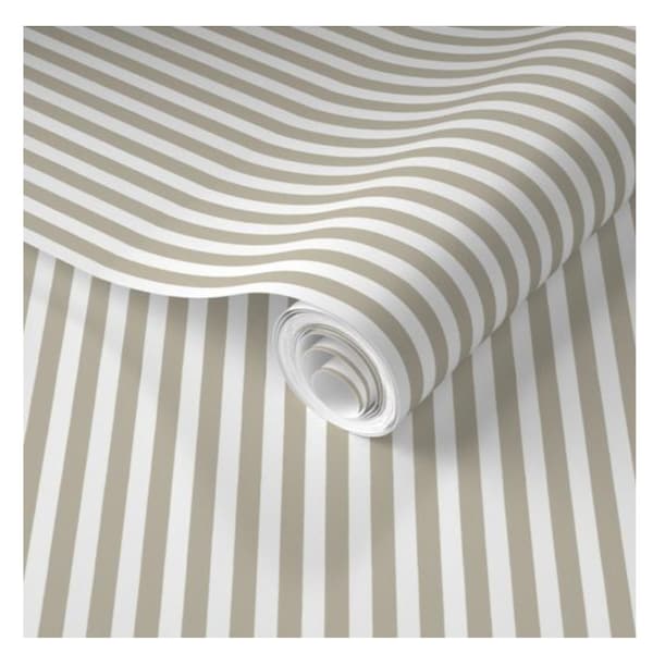 Wolfgang Nursery Suite -  Custom Beige/Tan and Ivory Stripe Wallpaper
