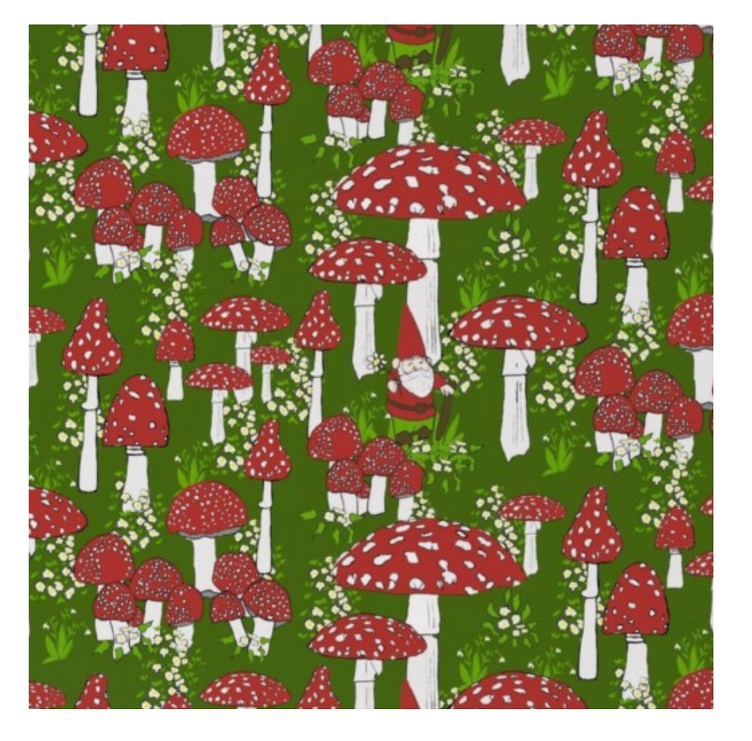 Fairytale Toadstools and Garden Gnomes Wallpaper Small Scale - Etsy