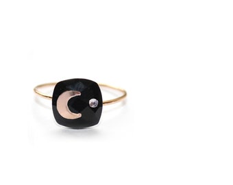onyx ring, gold filled ring, gold plated ring, gemstone ring, black stone ring