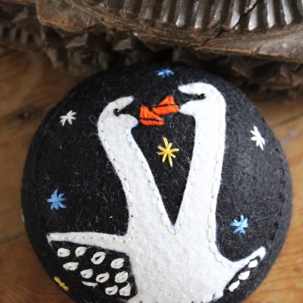 Felt Pincushion Swans in Love