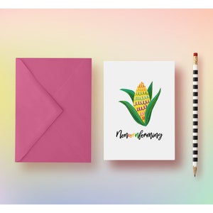 LGBTQ Pride Coming Out Card Trans, Gay, Bisexual, Non-conforming, Non-Binary // Corn Pun // Afdrukbare inclusieve wenskaart