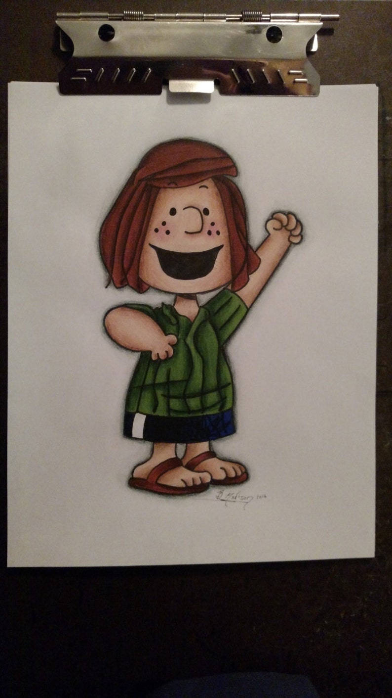 Peppermint Patty Drawing hand drawn hand made peanuts Etsy
