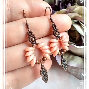 2 1/8&quot; Macrame Earrings, Simple Earrings, Light Earrings, Beaded Earrings, Drop Earrings, Charm Earrings, Dangle Earrings, Brown Earrings.