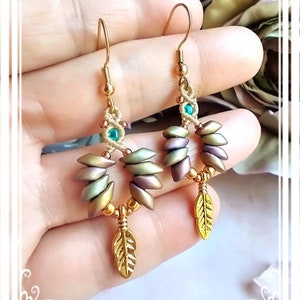 2 1/8&quot; Macrame Earrings, Simple Earrings, Light Earrings, Beaded Earrings, Drop Earrings, Charm Earrings, Dangle Earrings, Brown Earrings.